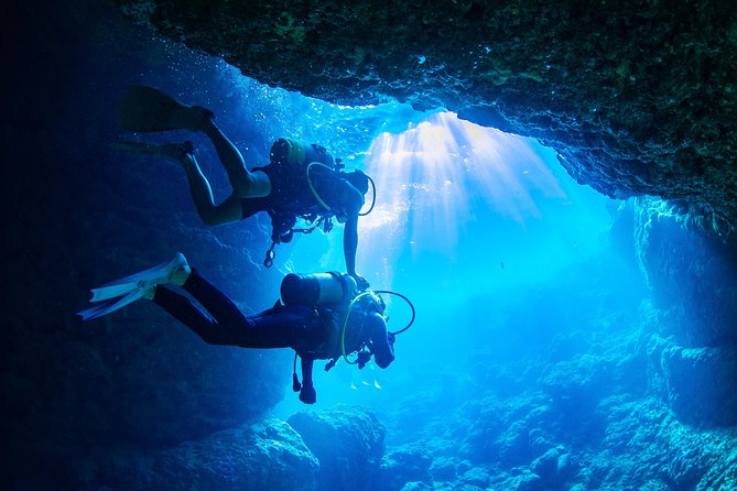 Blue Cave Introductory Dive–Private Guide, Boat Tour&Free Photos - Inside the Blue Cave, where the light does the work