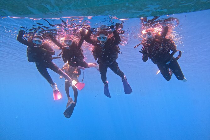 Boat entry diving at the Blue Cave in Onna Village, Okinawa! - Health rules and age limits need careful attention