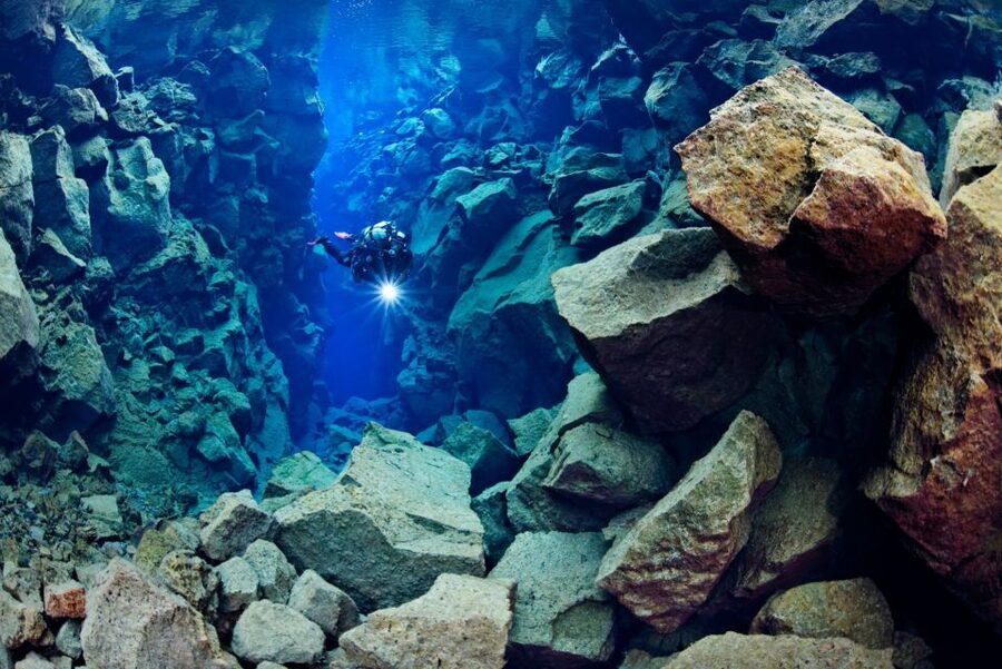 Silfra: Diving Between Tectonic Plates - Big Crack: the narrow opening between the plates
